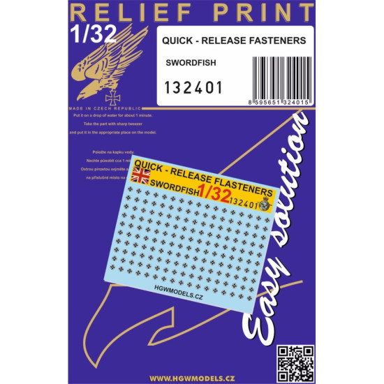 Hgw 132401 1/32 Quick-release Fasteners For Fairey Swordfish