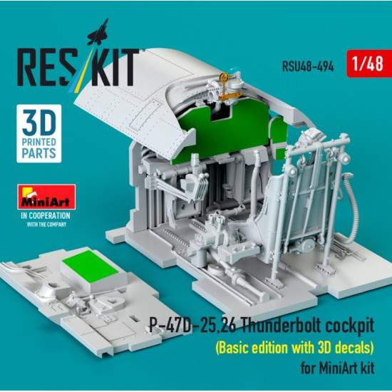 Reskit Rsu48-0494 1/48 P-47d-25 26 Thunderbolt Cockpit Basic Edition With 3d Decals For Miniart Kit 3d Printed