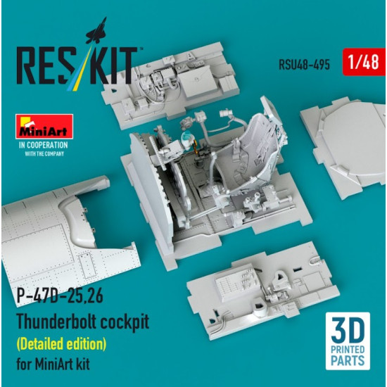 Reskit Rsu48-0495 1/48 P-47d-25 26 Thunderbolt Cockpit Detailed Edition For Miniart Kit 3d Printed