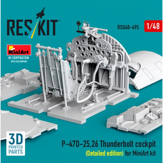 Reskit Rsu48-0495 1/48 P-47d-25 26 Thunderbolt Cockpit Detailed Edition For Miniart Kit 3d Printed