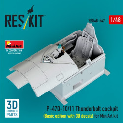 Reskit Rsu48-0547 1/48 P-47d-10/11 Thunderbolt Cockpit Basic Edition With 3d Decals For Miniart Kit 3d Printed