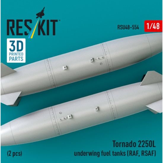 Reskit Rsu48-0554 1/48 Tornado 2250l Underwing Fuel Tanks Raf Rsaf 2 Pcs 3d Printed