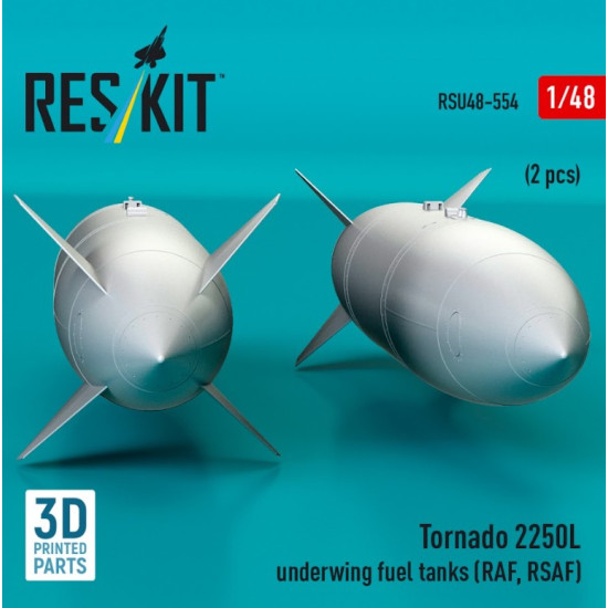 Reskit Rsu48-0554 1/48 Tornado 2250l Underwing Fuel Tanks Raf Rsaf 2 Pcs 3d Printed