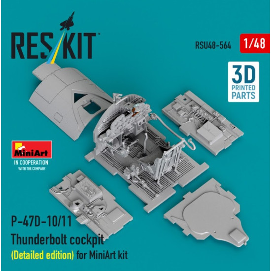 Reskit Rsu48-0564 1/48 P-47d-10/11 Thunderbolt Cockpit Detailed Edition For Miniart Kit 3d Printed