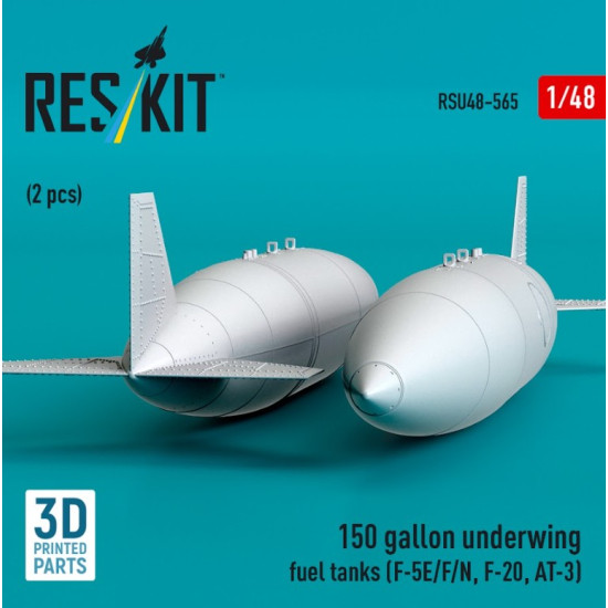 Reskit Rsu48-0565 1/48 150 Gallon Underwing Fuel Tanks 2 Pcs F-5e/F/N F-20 At-3 3d Printed