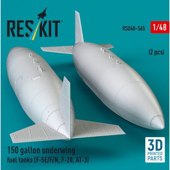 Reskit Rsu48-0565 1/48 150 Gallon Underwing Fuel Tanks 2 Pcs F-5e/F/N F-20 At-3 3d Printed