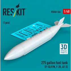 Reskit Rsu48-0566 1/48 275 Gallon Fuel Tank F-5e/F/N F-20 At-3 1 Pcs 3d Printed