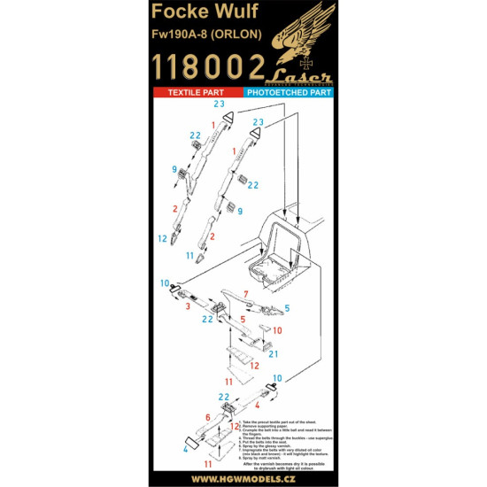Hgw 118002 1/18 Bf109g-6 Seatbelts Textile And Photo-ethed Parts