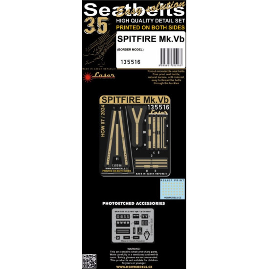 Hgw 135516 1/35 Spitfire Mk.v Seatbelts For Border Models Textile And Photo-ethed