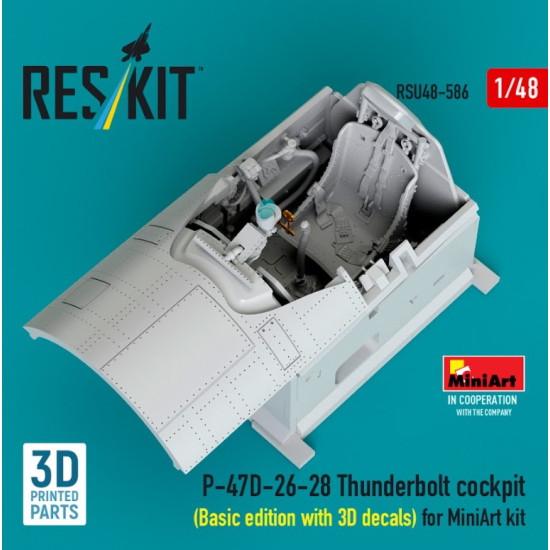 Reskit Rsu48-0586 1/48 P-47d-26-28 Thunderbolt Cockpit Basic Edition With 3d Decals For Miniart Kit 3d Printed