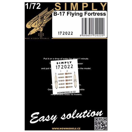 Hgw 172022 1/72 B-17 Flying Fortress Fabric Seatbelts