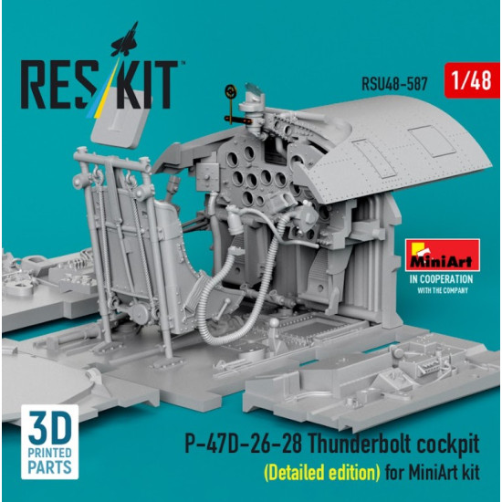 Reskit Rsu48-0587 1/48 P-47d-26-28 Thunderbolt Cockpit Detailed Edition For Miniart Kit 3d Printed