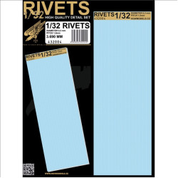 Hgw 432004 1/32 Free Lines Positive Rivets Diameter 0.3 Mm. Spacing 1.5 Mm. Length 3690 Mm