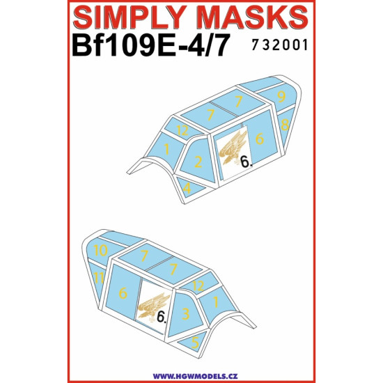 Hgw 732001 1/32 Bf109e-4/7 Simply Masks For Hgw, Dragon, Cyber Hobby, Hobby2000