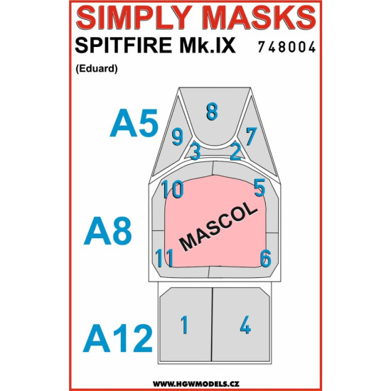 Hgw 748004 1/48 Spitfire Mk.ix Simply Masks Designed For Eduard