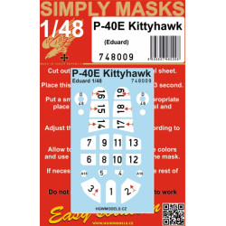 Hgw 748009 1/48 P-40e Kittyhawk Simply Masks Designed For Eduard