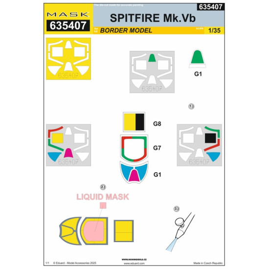 Hgw 635407 1/35 Spitfire Mk.v Canopy Mask Designed For Border Model