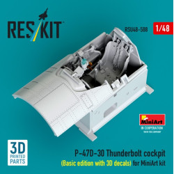 Reskit Rsu48-0588 1/48 P-47d-30 Thunderbolt Cockpit Basic Edition With 3d Decals For Miniart Kit 3d Printed