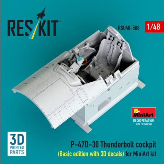 Reskit Rsu48-0588 1/48 P-47d-30 Thunderbolt Cockpit Basic Edition With 3d Decals For Miniart Kit 3d Printed