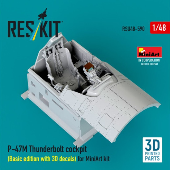 Reskit Rsu48-0590 1/48 P-47m Thunderbolt Cockpit Basic Edition With 3d Decals For Miniart Kit 3d Printed
