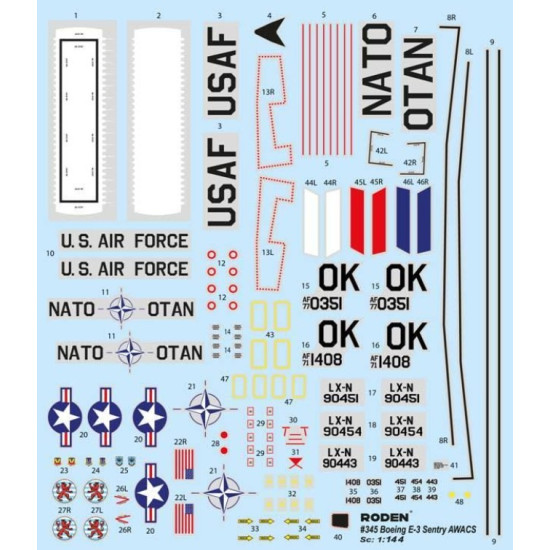 Roden 345 1/144 Boeing E-3 Sentry Awacs Plastic Model Aircraft
