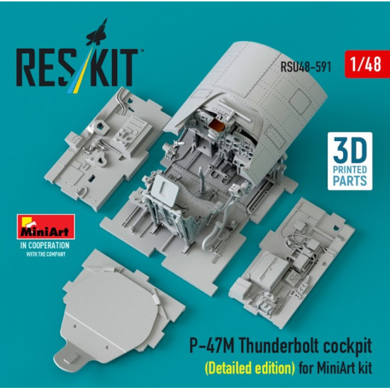 Reskit Rsu48-0591 1/48 P-47m Thunderbolt Cockpit Detailed Edition For Miniart Kit 3d Printed