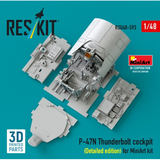 Reskit Rsu48-0593 1/48 P-47n Thunderbolt Cockpit Detailed Edition For Miniart Kit 3d Printed