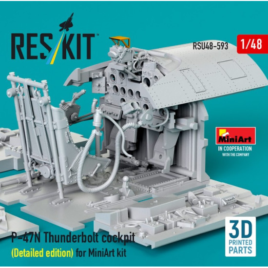 Reskit Rsu48-0593 1/48 P-47n Thunderbolt Cockpit Detailed Edition For Miniart Kit 3d Printed