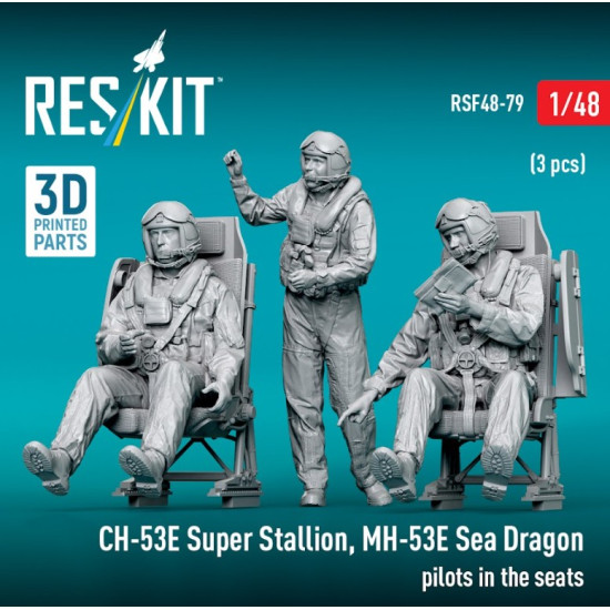 Reskit Rsf48-0079 1/48 Ch-53e Super Stallion Mh-53e Sea Dragon Pilots In The Seats 3 Pcs 3d Printed