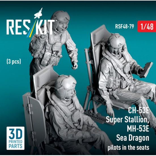 Reskit Rsf48-0079 1/48 Ch-53e Super Stallion Mh-53e Sea Dragon Pilots In The Seats 3 Pcs 3d Printed