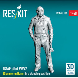 Reskit Rsf48-0102 1/48 Usaf Pilot Ww2 Summer Uniform In A Standing Position 3d Printed
