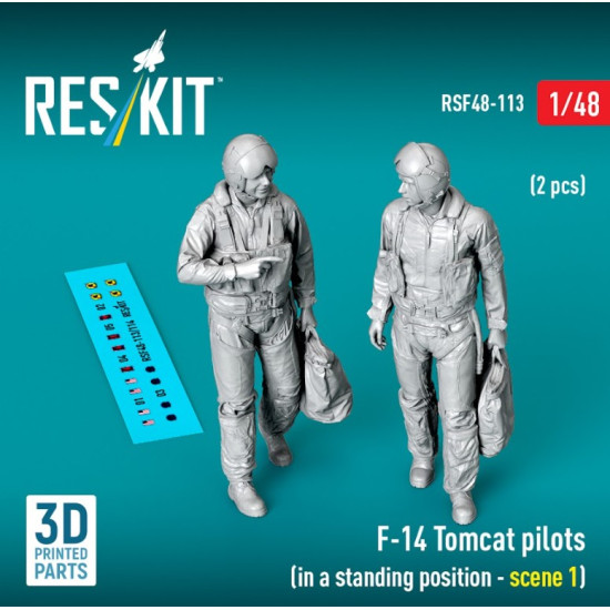Reskit Rsf48-0113 1/48 F-14 Tomcat Pilots In A Standing Position - Scene 1 2 Pcs 3d Printed