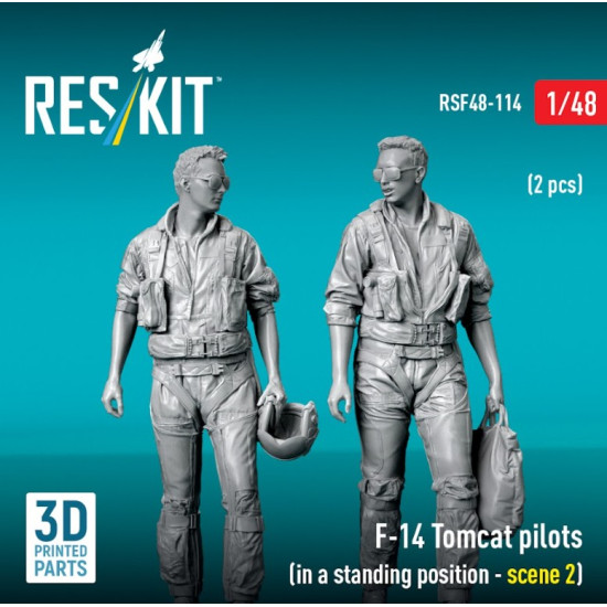 Reskit Rsf48-0114 1/48 F-14 Tomcat Pilots In A Standing Position - Scene 2 2 Pcs 3d Printed