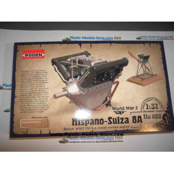 Hispano Suiza V8 Engine with base and PE set WWI 1/32 Roden 622