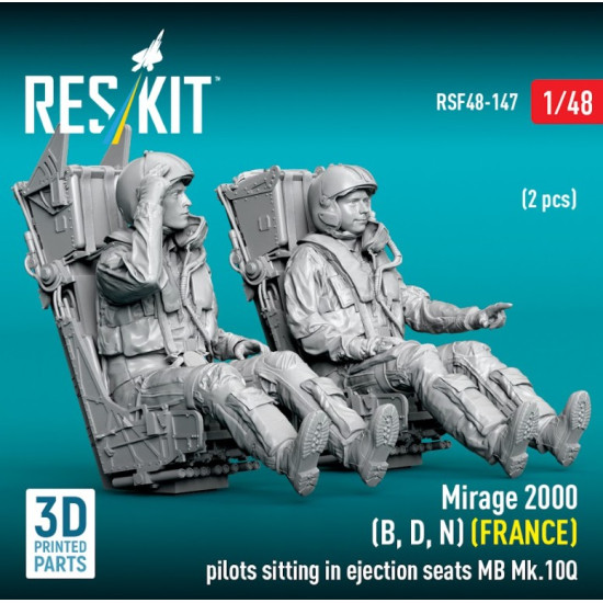 Reskit Rsf48-0147 1/48 Mirage 2000 B D N France Pilots Sitting In Ejection Seats Mb Mk 10q 2 Pcs 3d Printed