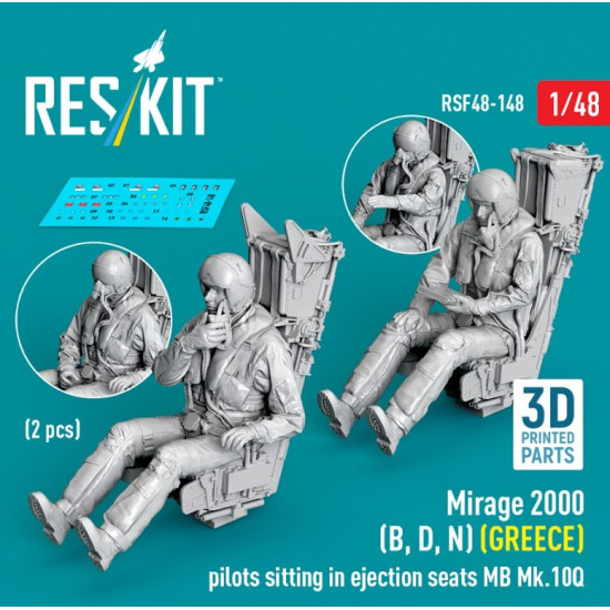 Reskit Rsf48-0148 1/48 Mirage 2000 B D N Greece Pilots Sitting In Ejection Seats Mb Mk 10q 2 Pcs 3d Printed