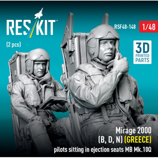 Reskit Rsf48-0148 1/48 Mirage 2000 B D N Greece Pilots Sitting In Ejection Seats Mb Mk 10q 2 Pcs 3d Printed