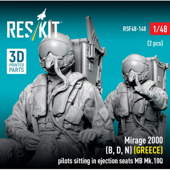 Reskit Rsf48-0148 1/48 Mirage 2000 B D N Greece Pilots Sitting In Ejection Seats Mb Mk 10q 2 Pcs 3d Printed