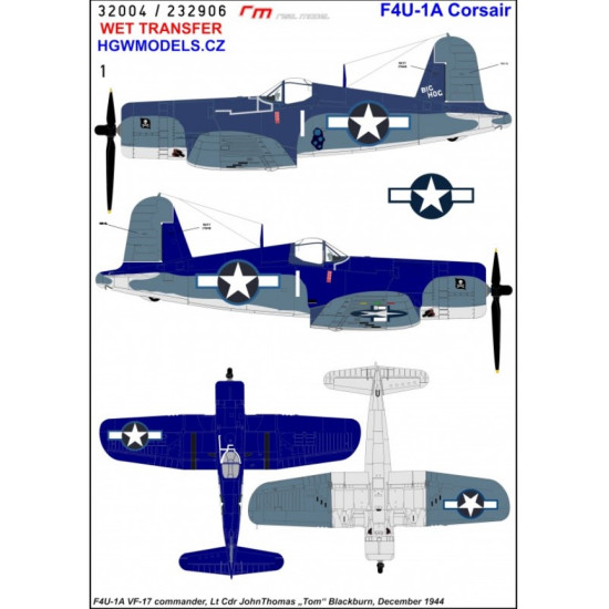 Hgw 232906 1/32 F4u-1a Vf-17 Jolly Rogers Part 2 Wet Decal