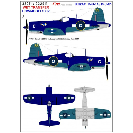 Hgw 232911 1/32 Rnzaf F4u-1a / F4u-1d Wet Decal