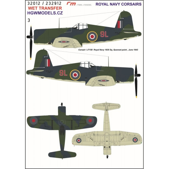 Hgw 232912 1/32 Royal Navy Corsairs Wet Decal