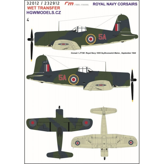 Hgw 232912 1/32 Royal Navy Corsairs Wet Decal