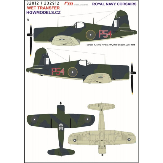 Hgw 232912 1/32 Royal Navy Corsairs Wet Decal