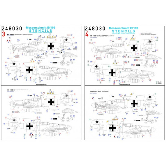 Hgw 248030 1/48 Bf109 Stencils Wet Decal