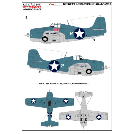 Hgw 232913 1/32 Wildcat Aces Over Guadalcanal Wet Decal