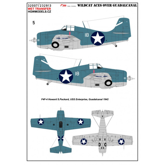 Hgw 232913 1/32 Wildcat Aces Over Guadalcanal Wet Decal