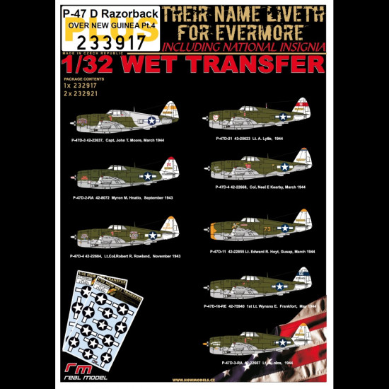 Hgw 233917 1/32 P-47d Over New Quinea Pt.4 Wet Decal