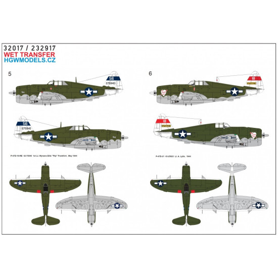 Hgw 233917 1/32 P-47d Over New Quinea Pt.4 Wet Decal