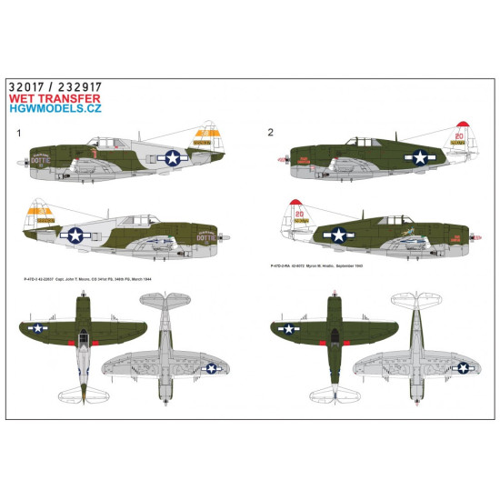 Hgw 233917 1/32 P-47d Over New Quinea Pt.4 Wet Decal