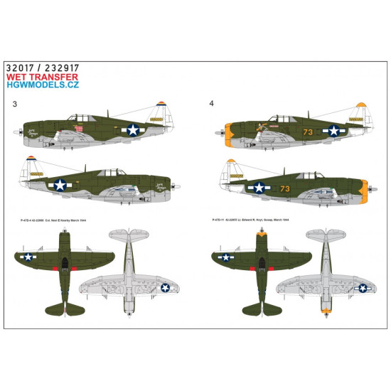 Hgw 233917 1/32 P-47d Over New Quinea Pt.4 Wet Decal